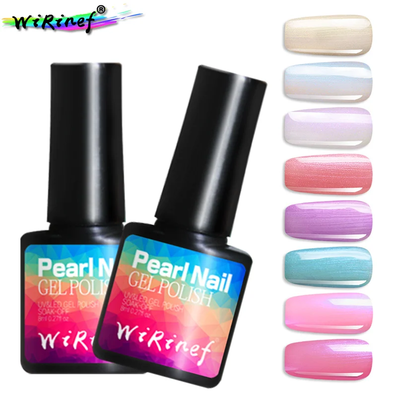 

WiRinef 8ml Semi-permanent Nail Gel Lacquer Fashion Sea Shell Pearl Shiny 8 Colors Gel Polish Nail Varnish Glue