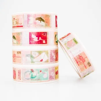 

Colorful Stamp Pattern Washi masking tape sticky color decorative tape set DIY decoration office stationery scrapbook 1PCS