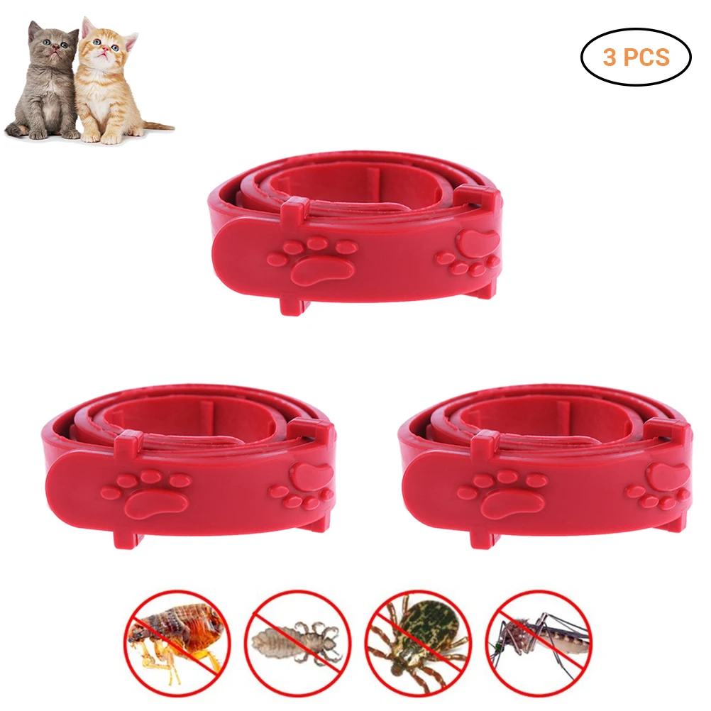 3 Pcs Red Adjustable Pet Cat Anti Flea Mite Tick Collar Cat Collar Pet SuppliesCat Collars
