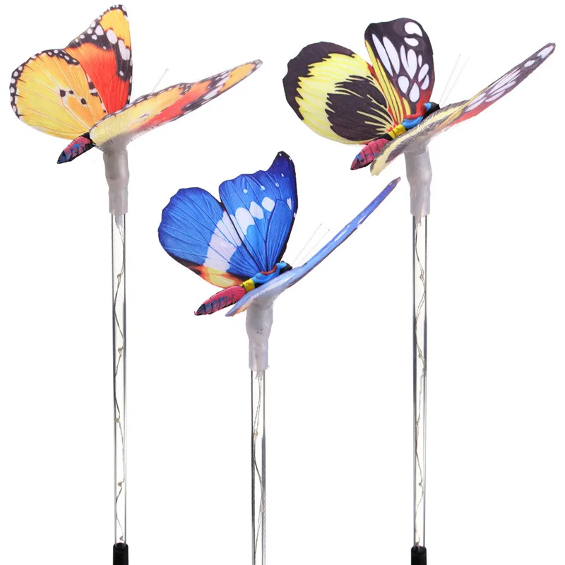 

3pcs Solar Multi-color Fiber Optic Artificial Butterfly LED Stake Light Transparent light Pole Yard Plant Outdoor Garden Decor