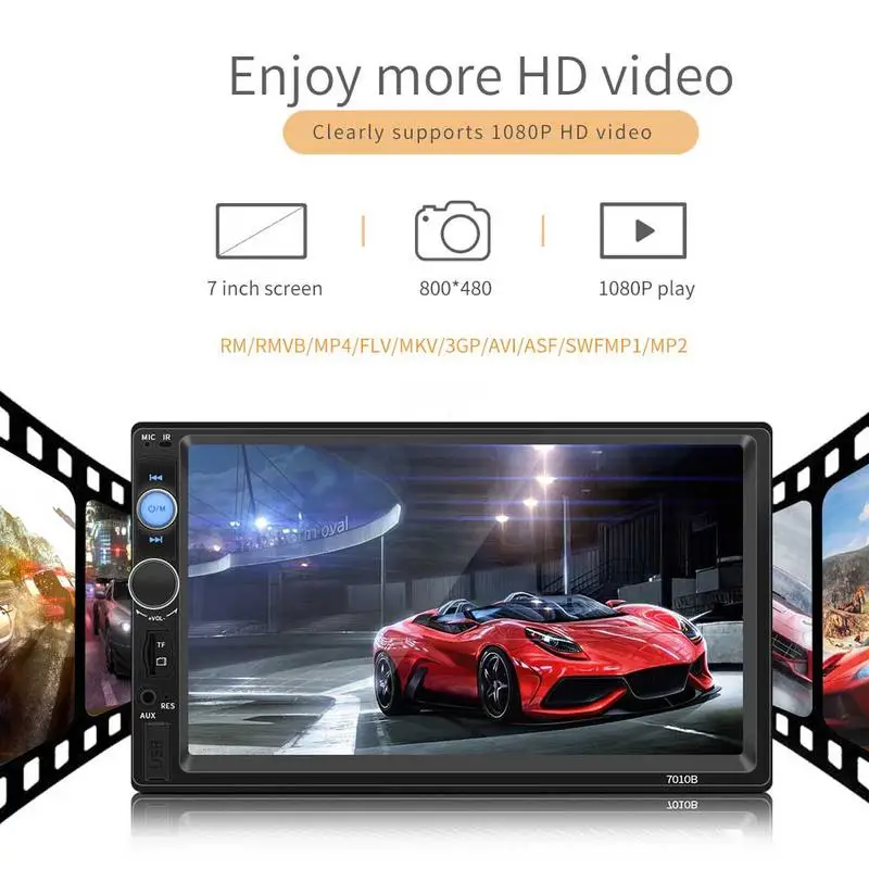 

Bluetooth Car Stereo Radio 2 DIN 7 Inch HD MP5 FM Player Touch Screen Connecting Camera Supporting IOS Android System