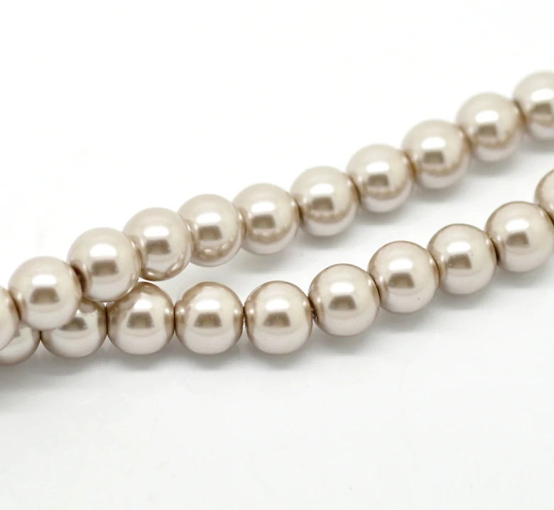 

DoreenBeads 2 Strands Light Coffee Glass imitation pearls Round Beads 10mm( 3/8")) Dia. 82cm long (B19057), yiwu