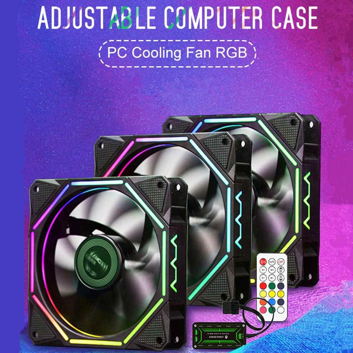 

6pin Computer Case PC Cooling Fan RGB Adjustable LED 120mm Quiet IR Remote Control Computer Cooler Cooling Fan Case Fan CPU