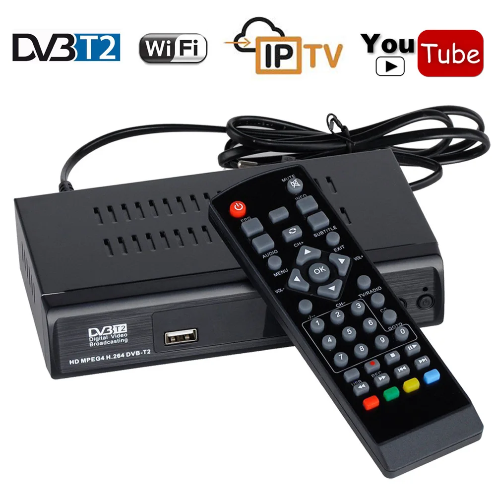 Koqit 1080P DVB-T2 Tv tuner dvb t2 HD TV Box receptor Terrestrial Convertor MPEG4 DVB T Digital Receiver Witi Youtube IPTV M3u