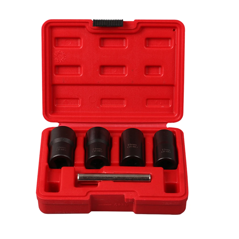 

5PCS/Set Car Spiral Tire Screw Anti-Tooth Extractor Sleeve Nut Removal Tool Kit Chrome-Vanadium Steel Rust Proof Professional