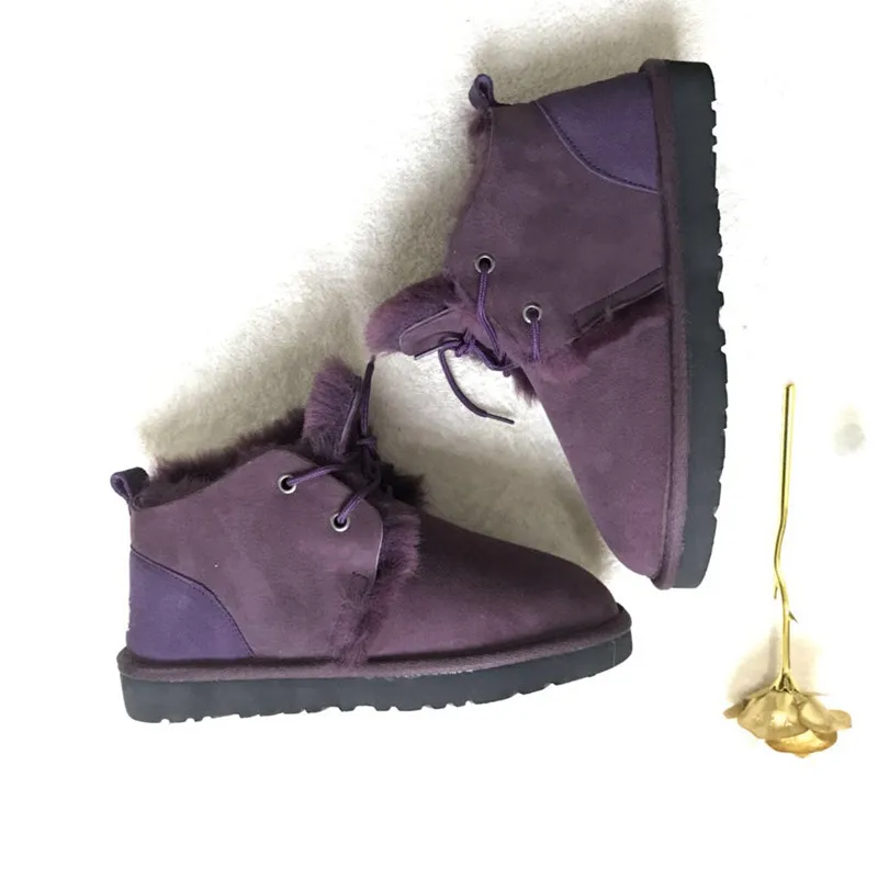 

New Style 2019 Best Genuine Sheepskin Leather Woman Snow Boots 100% Natural Fur Snow Boots Warm Wool Women's Winter Boots