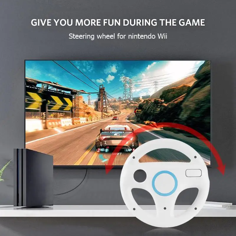 

ALLOYSEED Steering Wheel for Nintend Wii Mario Kart Racing Games Remote Controller for Wii Racing games for GT Pro series