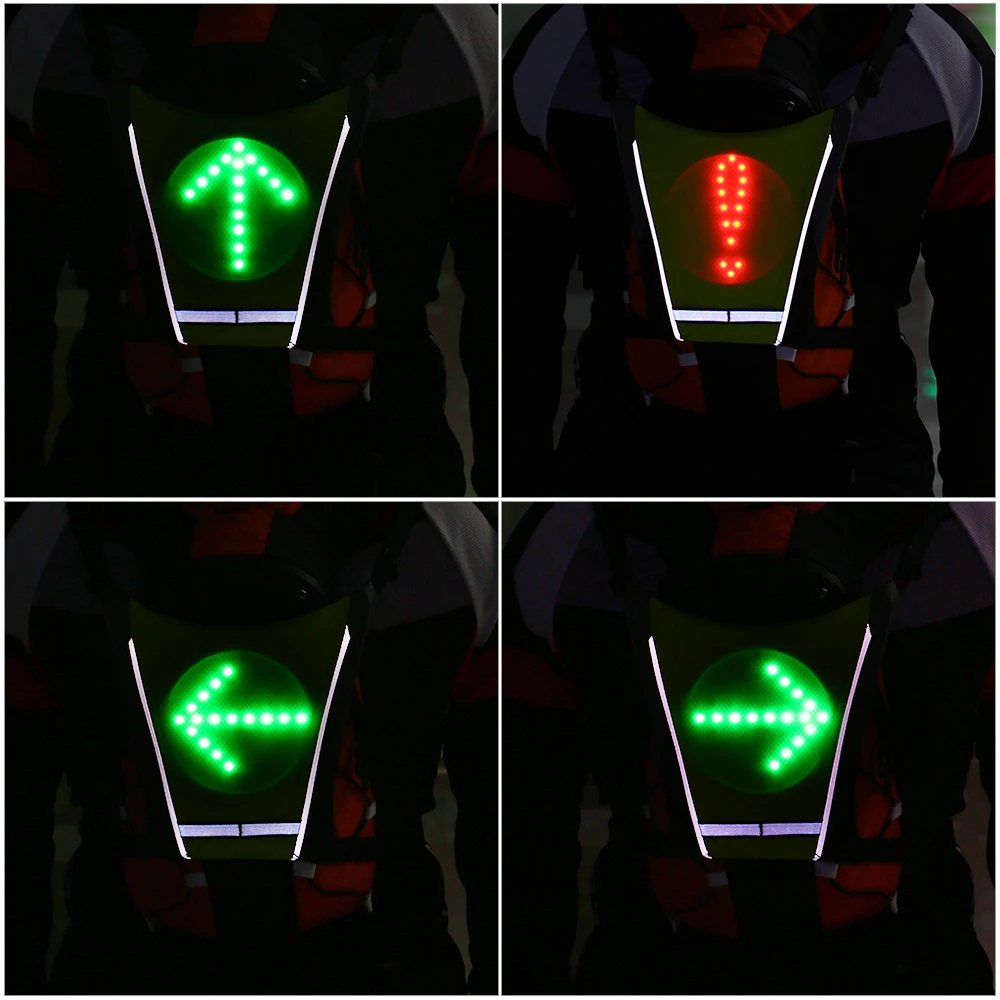 Top Lixada USB Cycling Bicycle Reflective Vest Bike Backpack LED Wireless Safety Turnning Signal Light Vest For Riding Night Guide 2