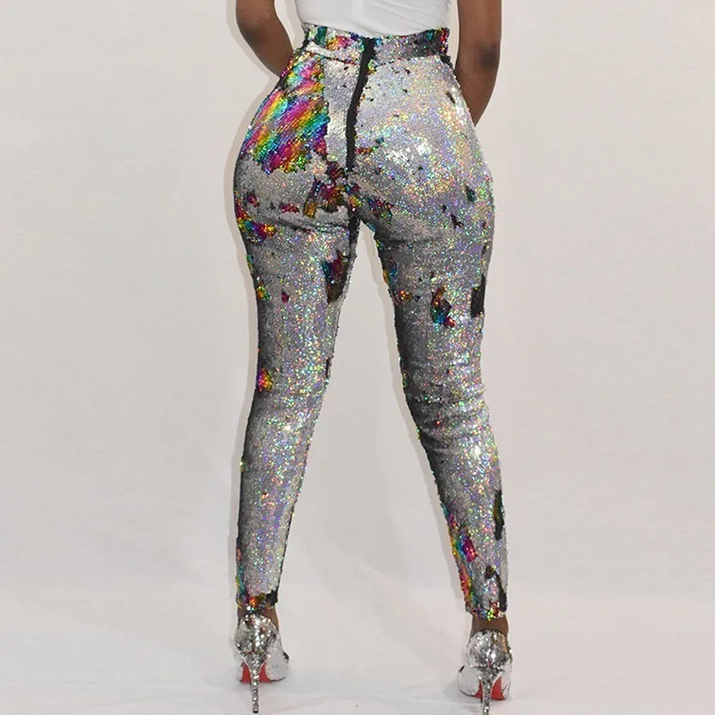 Glitter Pants Women High Waist Trousers Pencil Sequin Pants Night Party Zipper back Shining Trousers Female Leggings Glitter Pants Women High Waist Trousers Pencil Sequin Pants Night Party Zipper back Shining Trousers Female Leggings