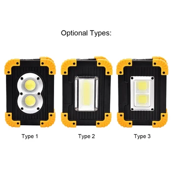 

COB LED Work Light Emergency Lamp 4 Modes USB Charging Port 2 Power Supply Source For Camping Hiking Fishing DC3.7-4.5V 20W