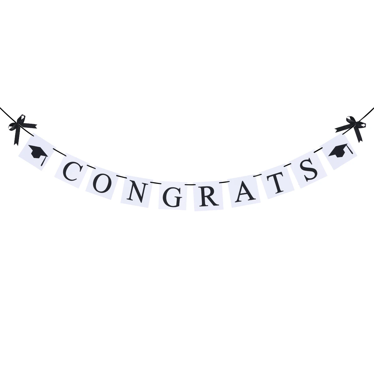 

3M Graduation Decorative Bunting Banner Congratulations Sign For Graduation Party Decor CONGRATS With Doctoral Cap Pearl