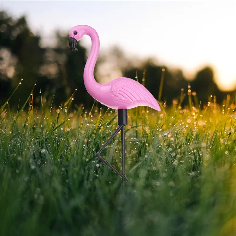 3 шт. солнечный светильник для газона с фламинго, водонепроницаемый и интегрированный дизайн, светодиодный светильник для садовой дорожки, ландшафтный светильник, романтическое украшение, розовый цвет