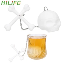 HILIFE Пустой чайный пакетик, чайная посуда, силиконовые креативные кости, Череп, чай, заварка, листья, ситечко для чая