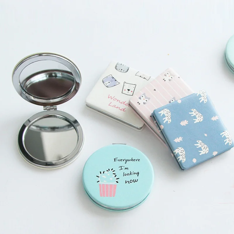 Pocket Mirror Foldable Makeup Mirrors Lady Cosmetic Hand Folding