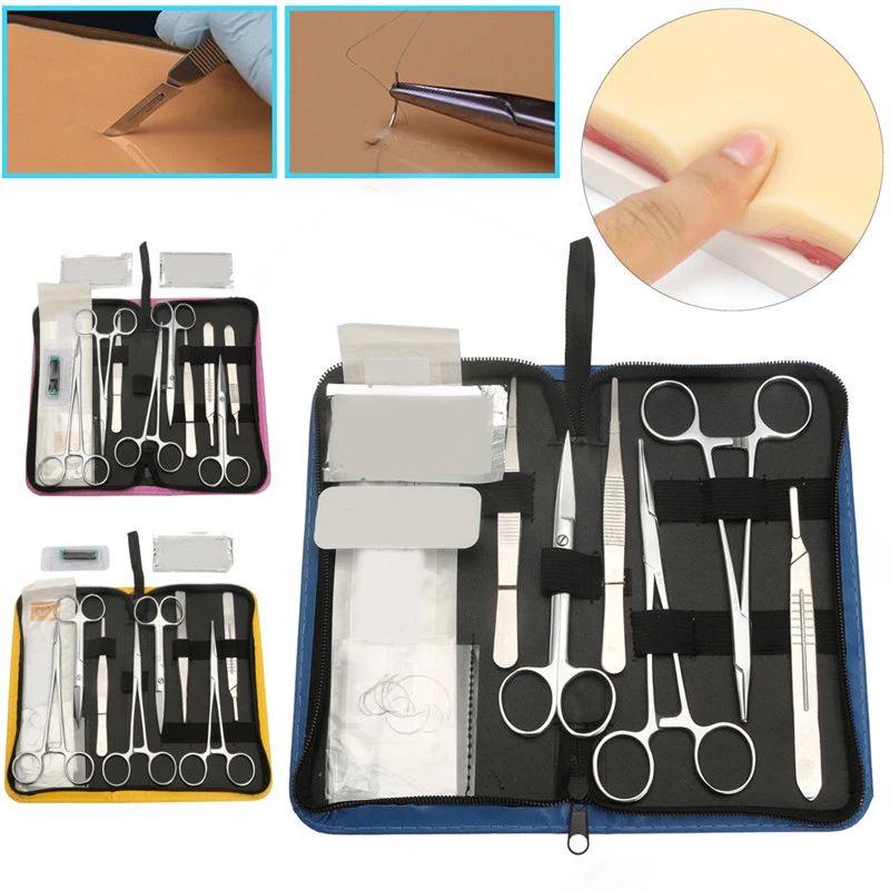 

11/13/19Pcs Skin Model Suture Course Needle Scissors Tweezers Tool Set Medical Student Surgical Debridement Practice Suture Kit