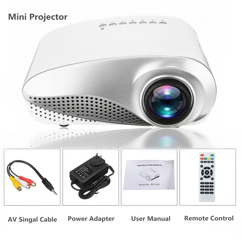 New Clear Mini Portable 1080P 3D HD LED Projector Multimedia Home Theater USB VGA HDMI TV Home Theatre System