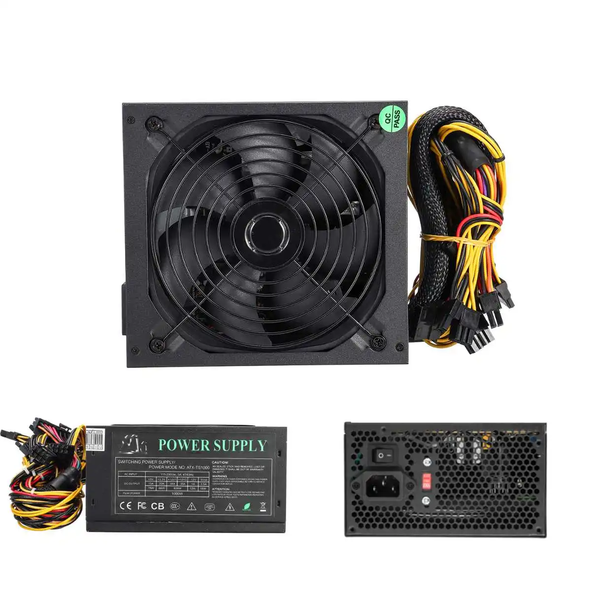 1000 Вт источник питания 14 см светодиодный вентилятор 24 Pin активный PFC PCI SATA ATX 12V компьютерный источник питания 110~ 220V