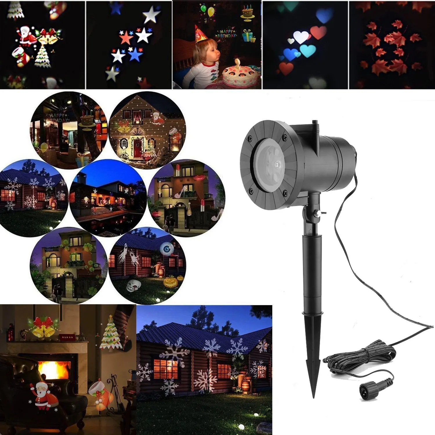 

Outdoor Waterproof Moving Snow Laser Projector Lamps Snowflake Christmas Party Landscape LED Stage Light Garden Lamp