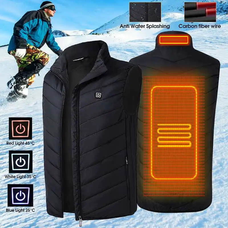 Men Women Electric Heated Vest Heating Waistcoat USB Thermal Warm Cloth ...