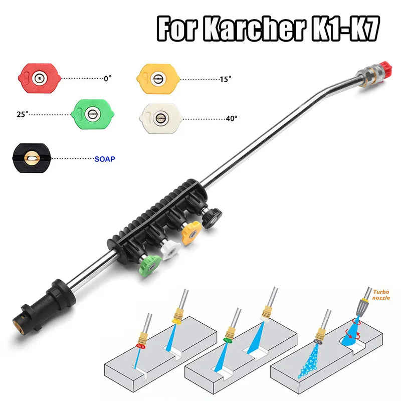 

NEW Metal Jet Water Spray Lance Nozzle with 5 Quick Nozzle Tips for Karcher K1-K7 for K Series High Pressure Washer Parts