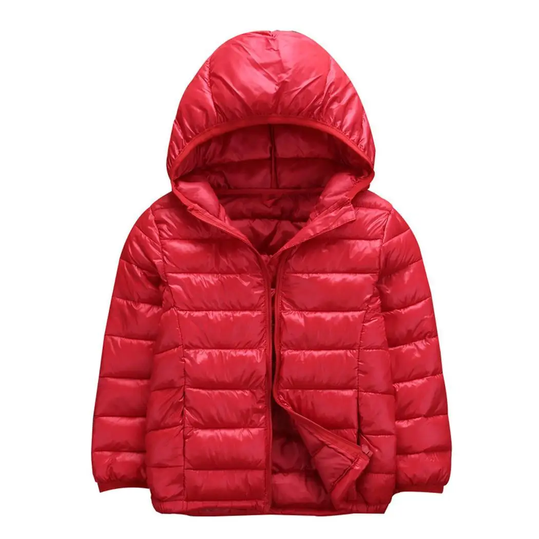 

Children Fashion Casual Long Sleeve Hooded Solid Thick Winter Pockets Zipper Down Coat Casual, Street