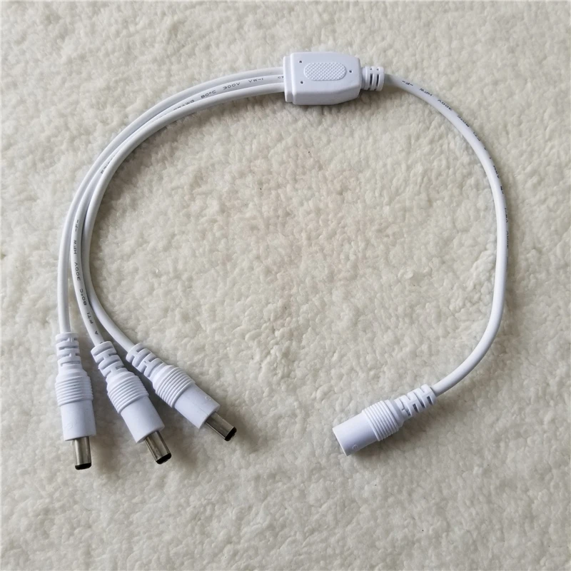 

DC 5.5*2.1mm Bold 1 to 3 Splitter Power Cable 12V for Monitor Charged Supply White 40cm