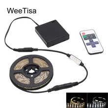 Светодиодная лента с регулируемой яркостью на батарейках SMD 2835 RF с дистанционным управлением, водонепроницаемая светодиодная лента 5 В, светильник с питанием от батареи и выключателем