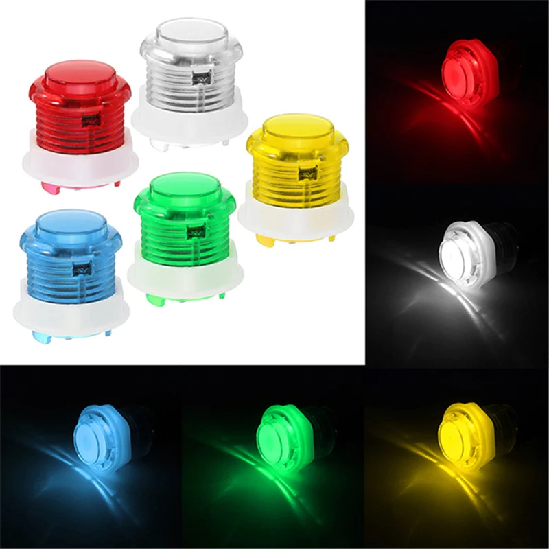 

24mm Clear LED Light Push Button White Ring for Arcade Joystick Accessory for Arcade Game Console Controller for Arcade Console