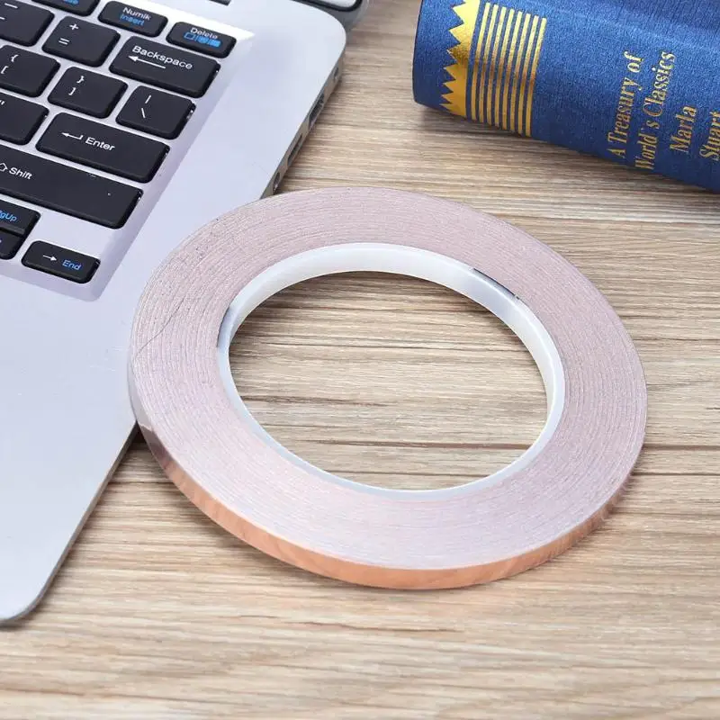 

50mm X 5.5m Double Conductive Adhesive Duct Tape Shielding Copper Tape Foil Great For Slug Repellent EMI Shielding Stained Glass
