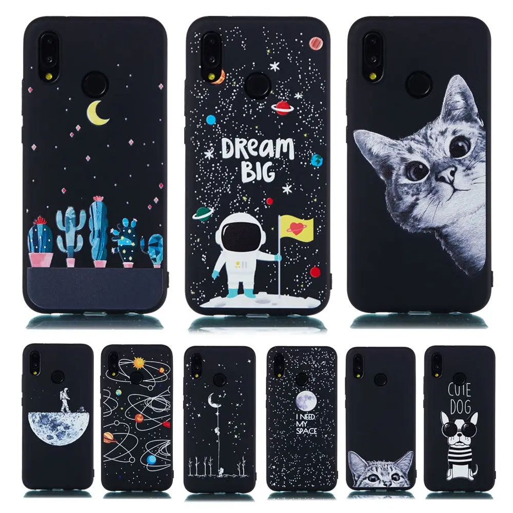 

Phone Case For Huawei P20 lite Case Cover for Huawei P20 pro Cartoon Starry Sky Moon Cat Ultra Thin Soft TPU Silicon Cover
