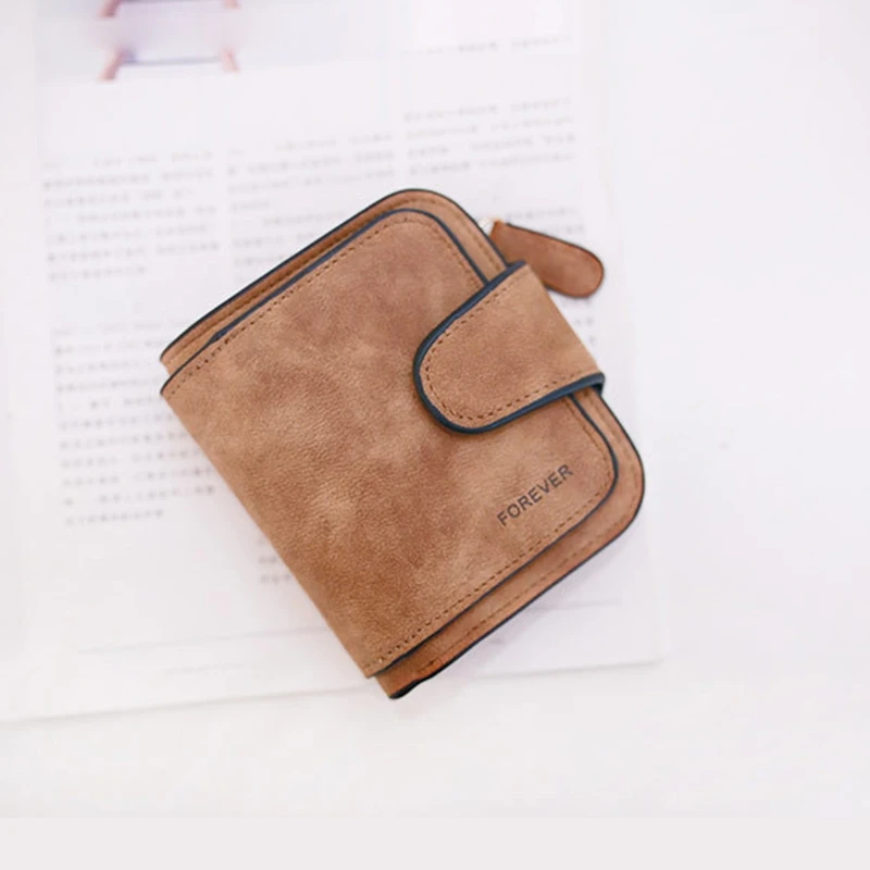

Women's Fashion Wallet Women Short Korean Version Retro Zipper Buckle Multi-Card Matte Student Wallet
