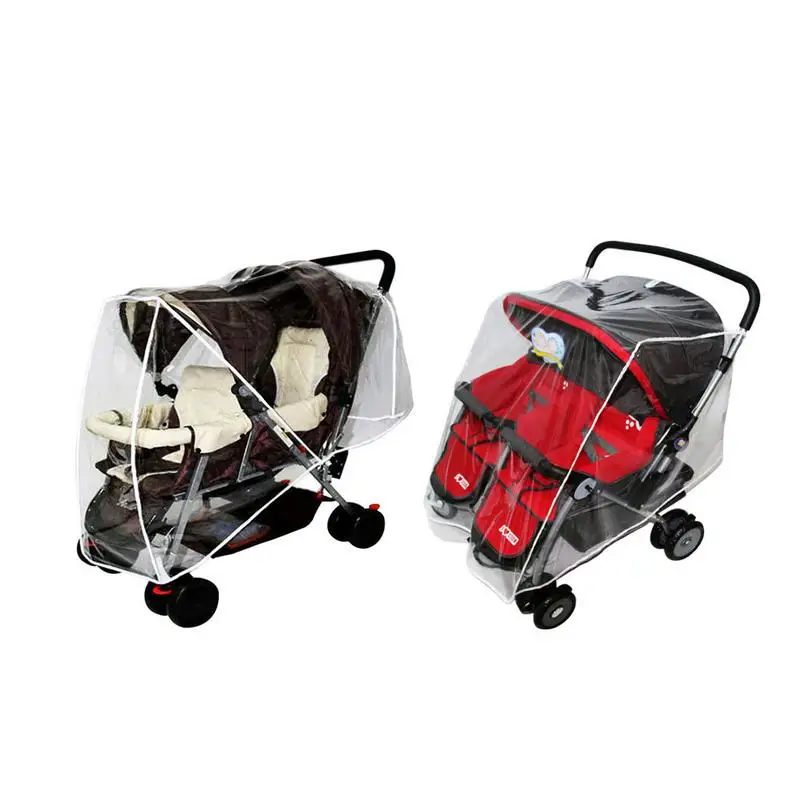 Infant Double Baby Clear Stroller Rain Cover Weather Pram Pushchair Wind Shield 