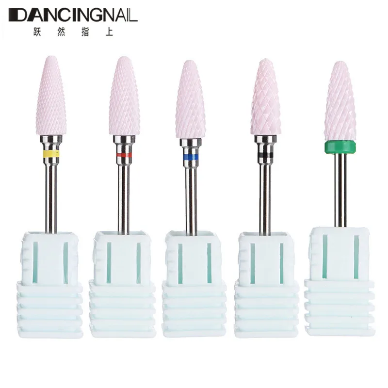 

1pcs 2.35mm Nail Cone Tip Ceramic Drill Bits Electric Cuticle Clean Rotary For Manicure Pedicure Grinding Head Sander Tool Pink