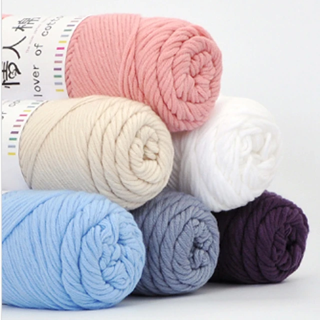 3 Pz/lotto Amanti filo di Cotone latte Naturale di cotone filato spesso per  lavoro a maglia Del Bambino di lana filato grosso Crochet filo A Mano di  lavoro a maglia - AliExpress