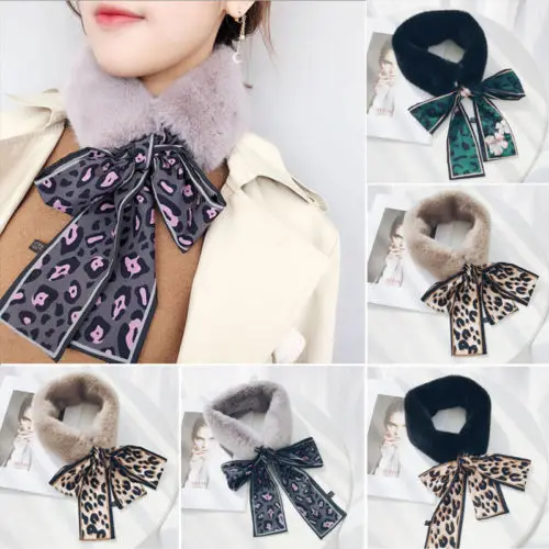 

New Ladies Winter Faux Fur Scarf Neck Warmer Wrap Extra Large Collar Shawl Stole Hot New Neckerchief Bow Matching Woman Scarf
