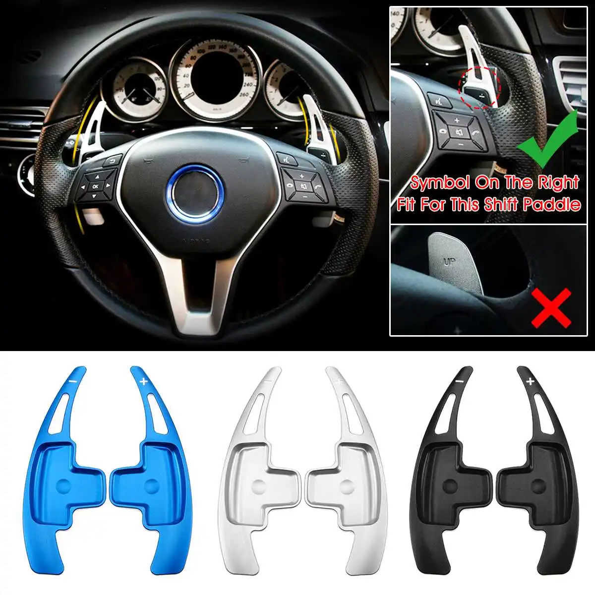 

Pair Car Steering Wheel Shift Paddle Shifter Extension For Benz W176 W205 W212 W222 W246 C117 W218 X156