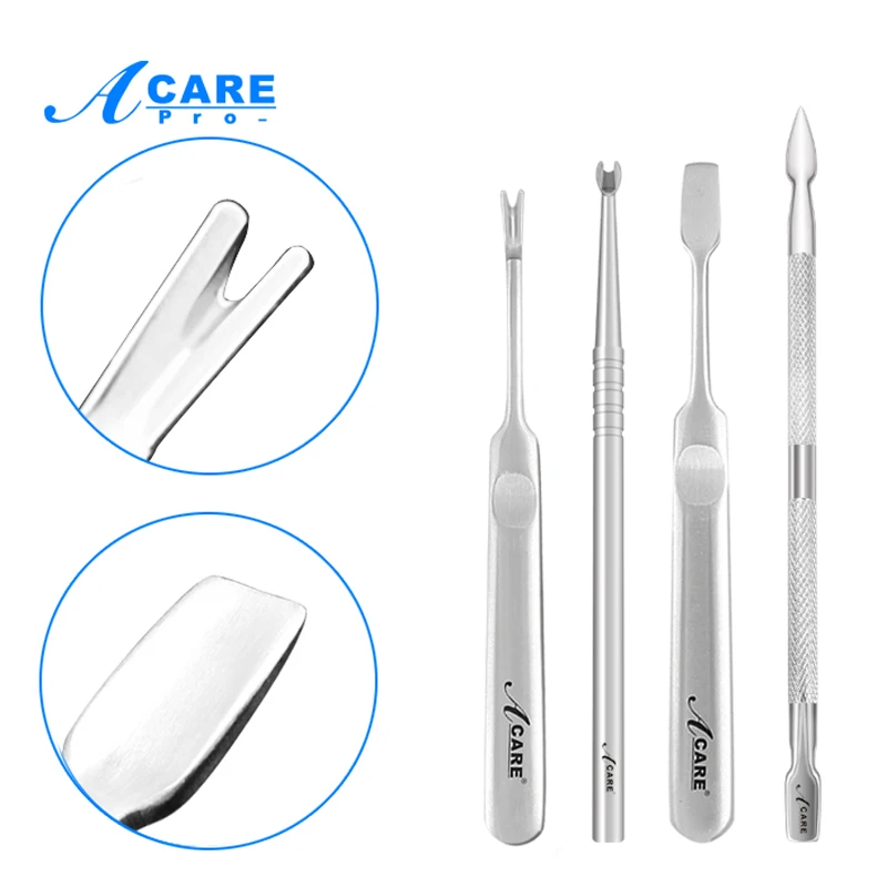 

FREE shipping 2pcs/set Acare Golden Cuticle Nipper Nail Scissors Elbow Nail Cuticle Pusher Remover (1x Nipper+1x Pusher)