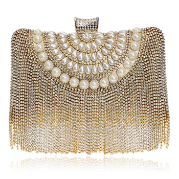 

Tassel Rhinestones New Women Evening Bags Diamonds Beaded Wedding Lady Handbags Metal Small Purse Messenger Evening Bag YM1088