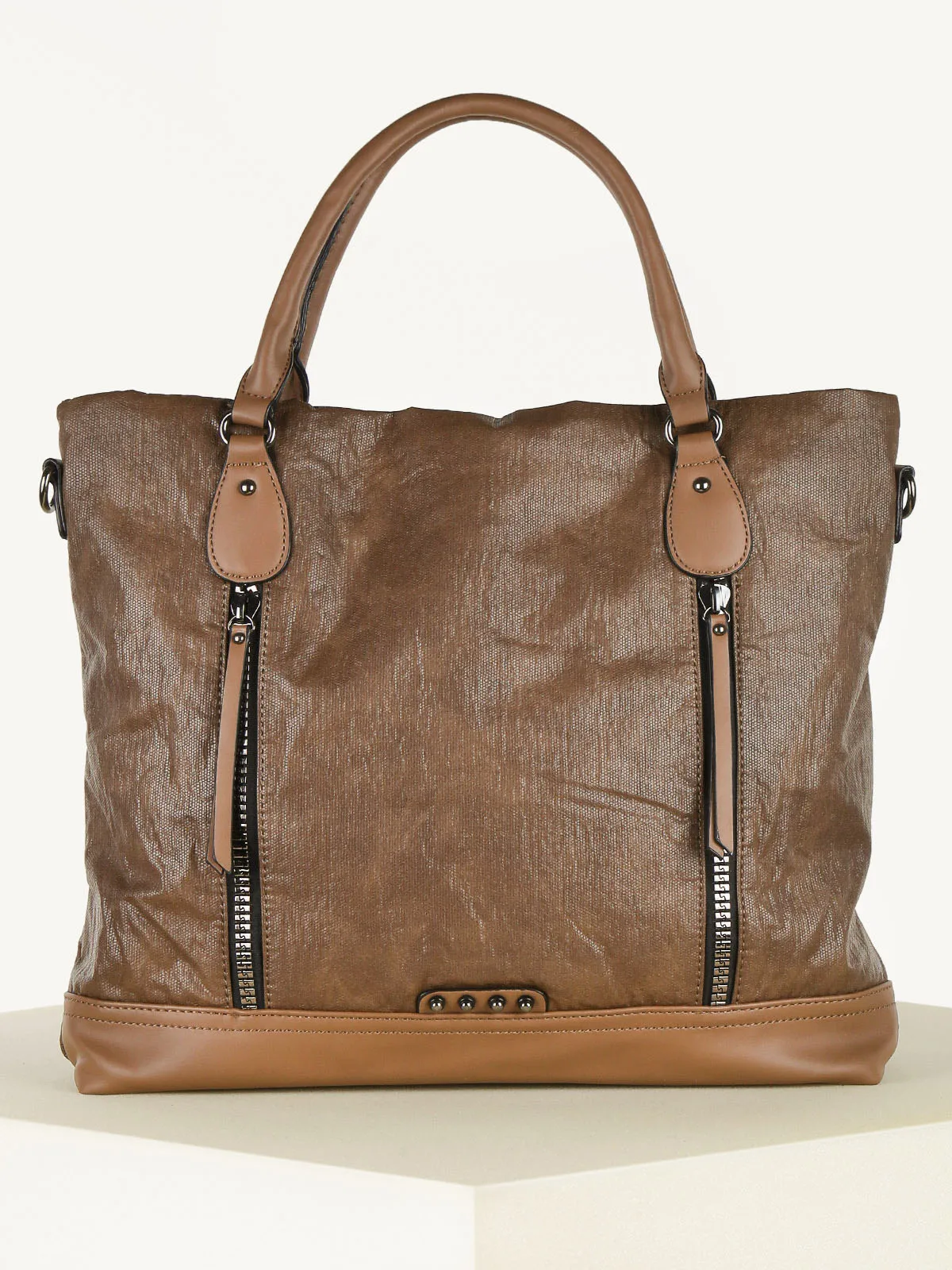 Faux leather tote bag-in Top-Handle Bags from Luggage & Bags on