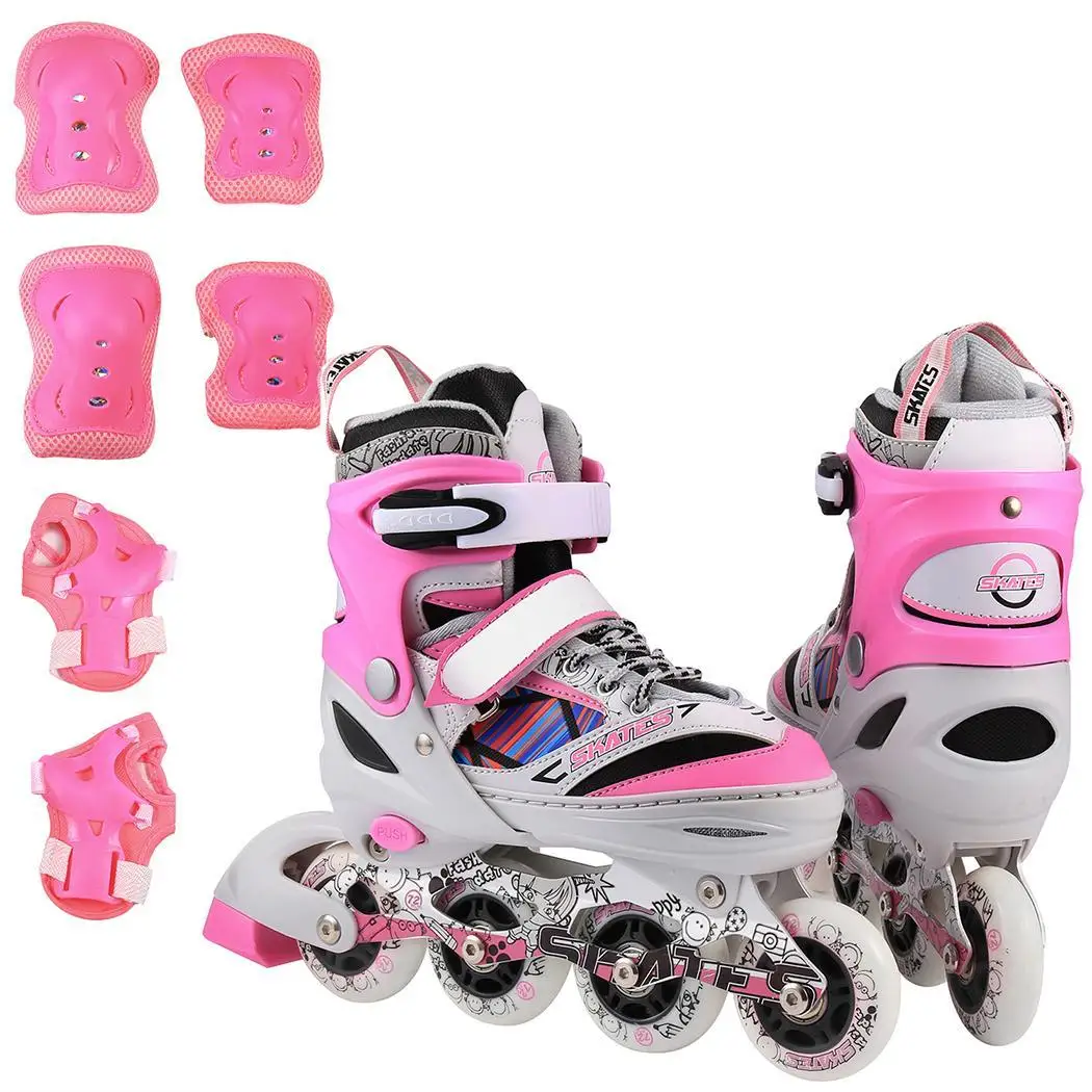 Inline дети открытый алюминий пара колес из искусственной кожи новый сплав Регулируемый унисекс и розовый скейт ролик Tracer синий крытый