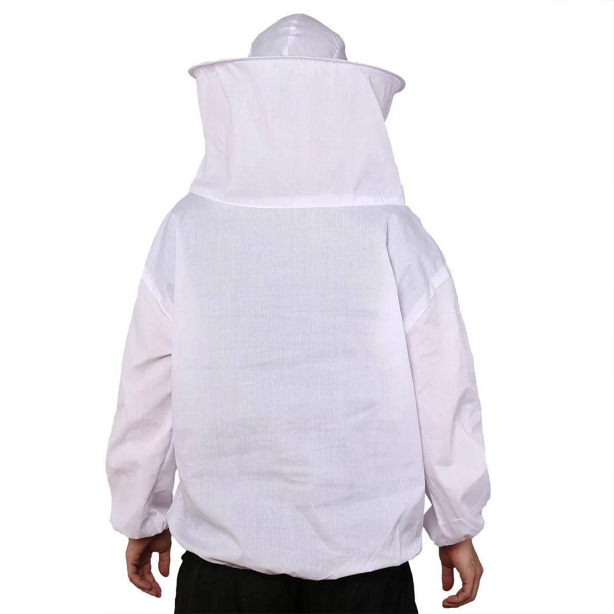 

75cm Length White Polyester Protective Bee Keeping Jacket Veil Suit Smock Equipment with Beekeeping Long Sleeve Gloves