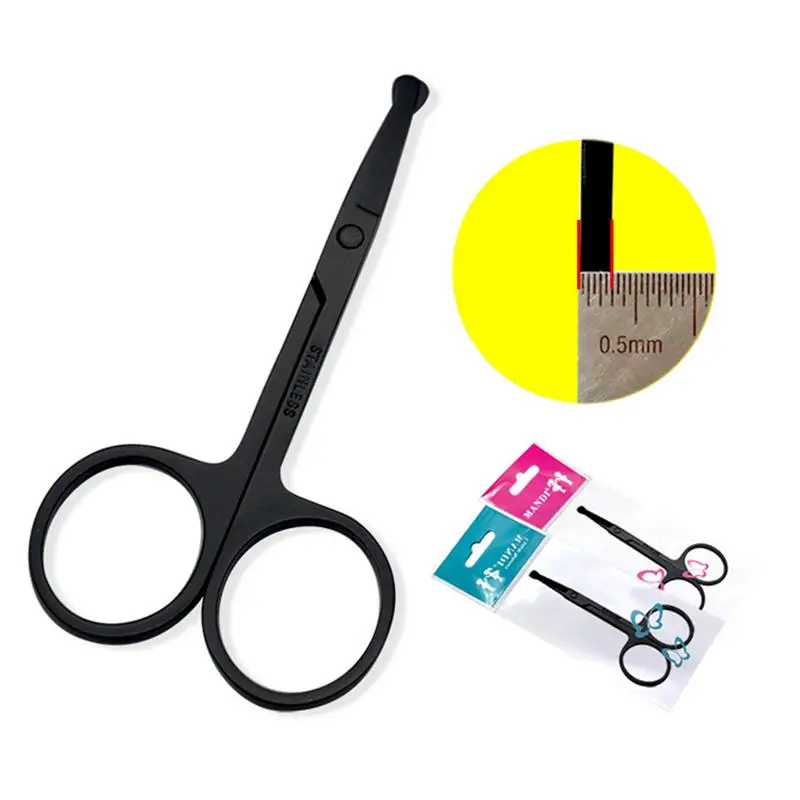 

1pc Safety Stainless Steel Vibrissa Nasal Hair Scissors Nose Hair Trimmer Eyebrow Scissors (Black)