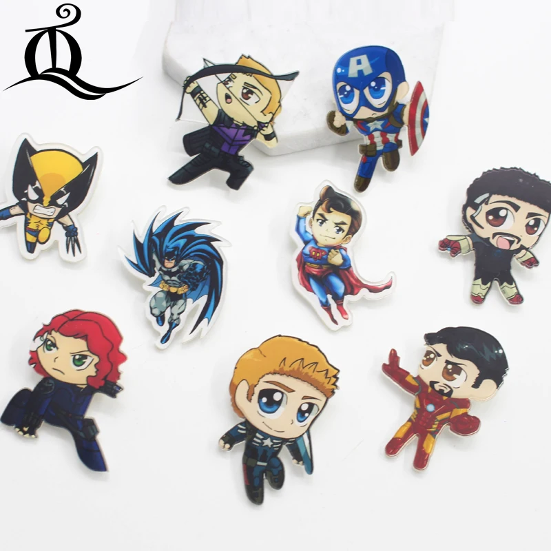 

1PCS MIX American hero cartoon brooch Icons On backpack Acrylic Badges Cartoon Pin Badges For Clothes Decoration Badge Z12