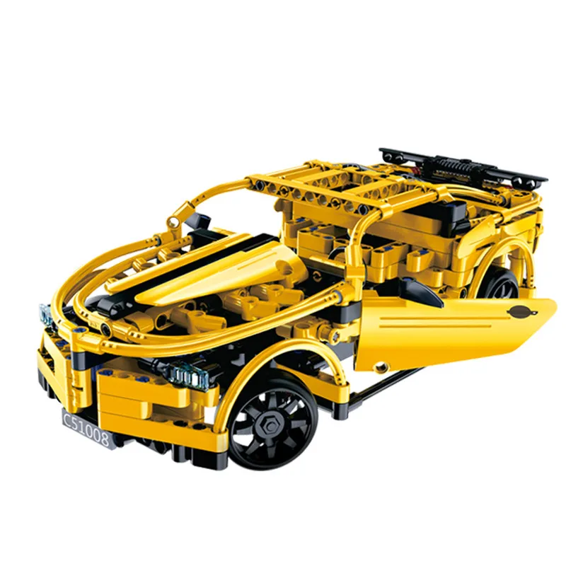 

Cada Double E 1/18 Scale 419Pcs Yellow Remote Control Car Assemble Building RC Blocks Intelligence Technic DIY Toys For Children