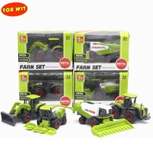 New 4 in 1 lots Metal+ ABS Alloy Farm Trucks Models, Farmer Car Die-cast Toy Vehicles: Corn Rice Harvesters Tractors Bulldozers