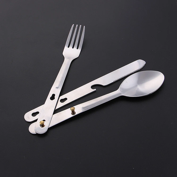 DSGS Portable Combination Cutlery Three Sets Of Cutlery Spoons Multifunctional Cutlery Spoon Outdoor Camping Tableware
