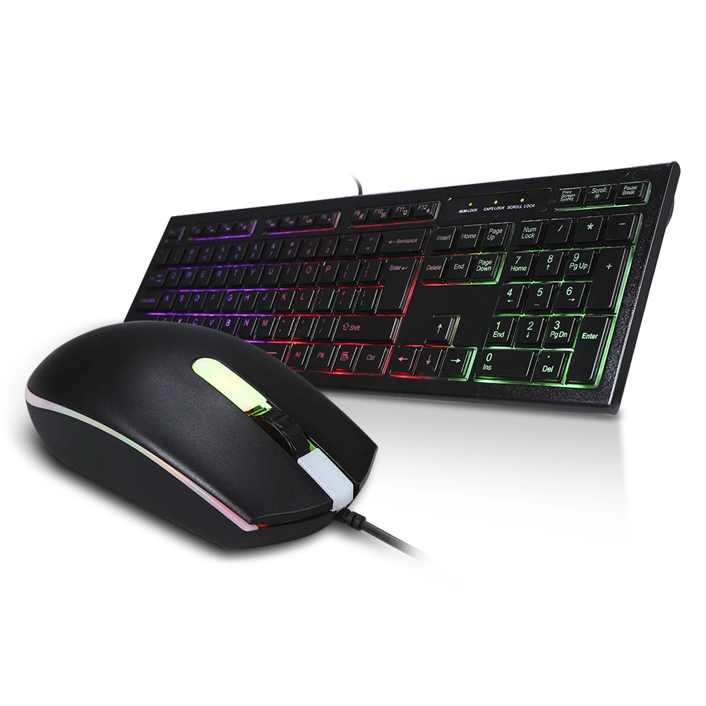 

Rainbow LED Backlit Keyboard Mouse Combos Gaming Wired Gaming Keyboard and Wired Mouse Bundle PC Gamer