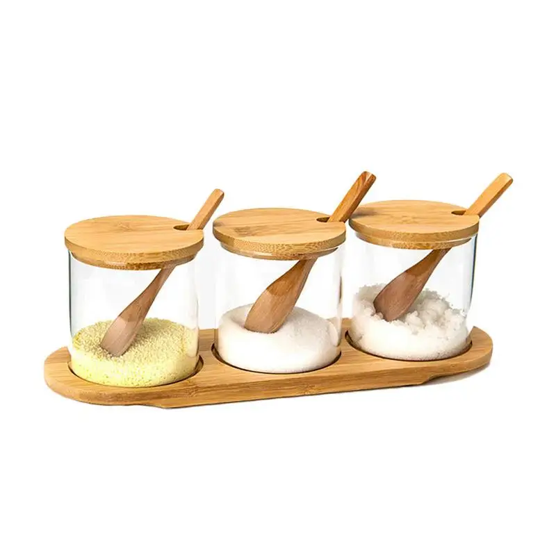 

Seasoning Rack Spice Pots Storage Container Condiment Jars With Wooden Spoon Cover And Spoon Spice Rack