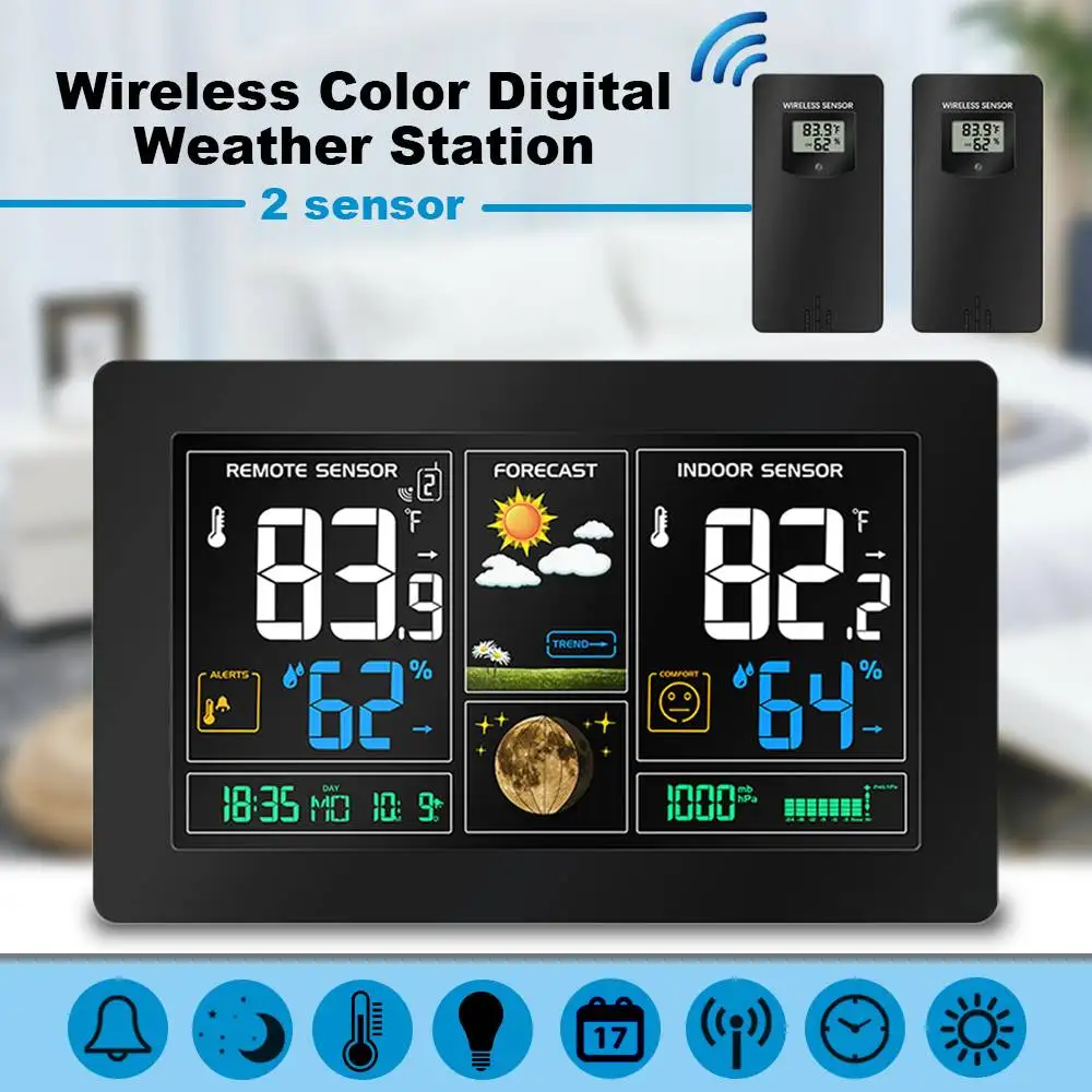 

Wireless Color Digital LCD Display Weather Station USB Outdoor Barometric Pressure Hygrometer Thermometer Clock Sensor Instrumen