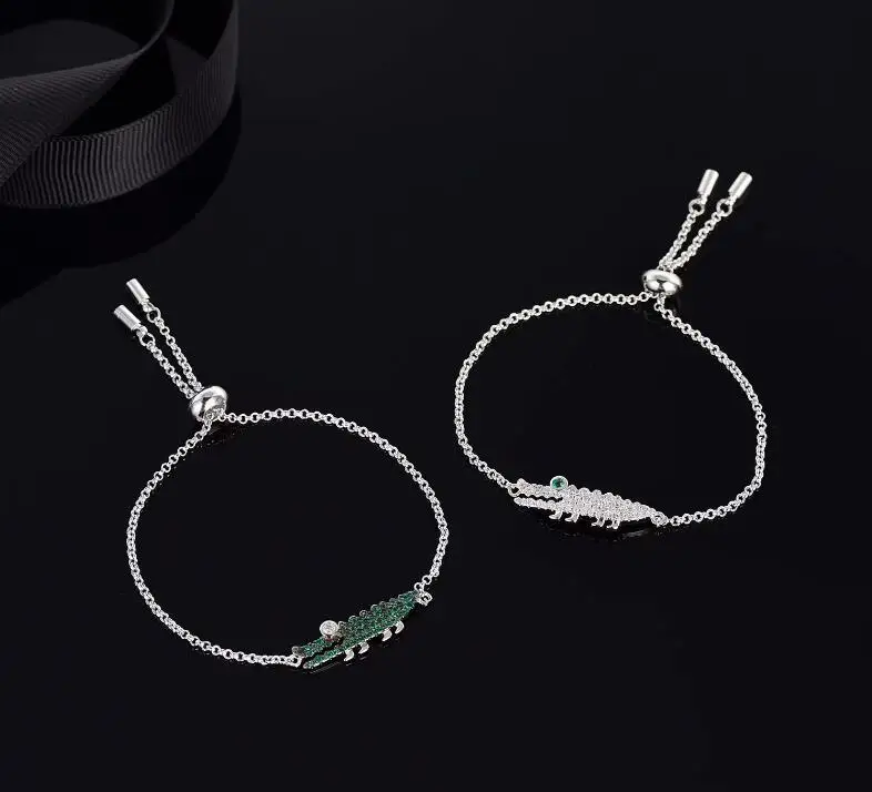 

Silver rhinestone accessories green animal styling bracelet women chic jewelry
